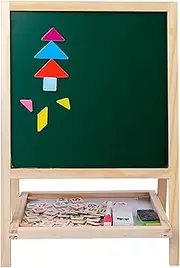 Children's Wooden Multifunctional Two-in-one Folding Double-Sided Large Drawing Board Easel Black and White Board Painting Easel