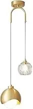 TONFON Modern Glass Double Head Chandelier Brass LED Pendant Light Adjustable Minimalism Hanging Light for Kitchen Island Living Room Bedroom Bedside Dining Room Hallway Ceiling Light Fixture(Gold)