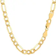 10k Yellow Gold Hollow Figaro Chain Necklace, 5.4mm