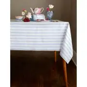 Solino Home Linen Tablecloth for Summer - Capri Ticking Stripe, Made in USA