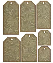 Seven Olive Swirly HANG TAGS Ephemera Vintage Style for Junk Journal etc
