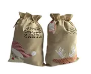 C271 2PCS Christmas Safe Fruit Packaging Bag Elk Horn Old Man Linen Bundle Pocket Christmas Bag Backpack Candy Gift Bag