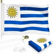 Combo Pack: 6 Feet Tangle Free Spinning Flagpole (White) Uruguay Uruguay