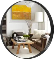 round Mirror 32Inch Circle Wall Mirror Metal Framed Wall Mirror Large Hanging De