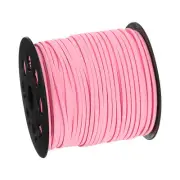 98.43Yard 2.6mm Flat Leather Cord Suede String for DIY Crafts, Dark Pink