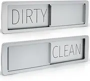 MIMILU Dishwasher Magnet Clean Dirty Sign by Stackd - Easy to Read & Slide Non-Scratching Strong Magnet Indicator w. Optional Adhesive Stickers. Simple Yet Stylish, Large Slim Letters (Silver Black)