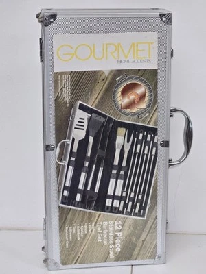 12 Pc Stainless Steel Barbecue Tool Set W/ Aluminum Case~BRAND NEW NEVER USED