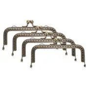 4Pcs Metal Purse Frame,4.1" Retro Rectangle Kiss Lock Clasp Frame,Bronze