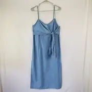 Topshop 8 Chambray Strappy Dress Which Ties On Front In Bow