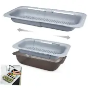 Over the Sink Strainer Colander Basket Set with Bowl, Extendable Kitchen Sink