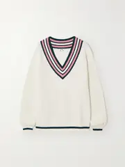 [THE UPSIDE] THE UPSIDE - Louie Striped Knitted Sweater - White - large large White