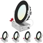 Luxrite 5 Inch Black LED Recessed Light 5CCT 2700K-5000K 1600LM Dimmable 4-Pack