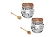 Kilner Honey Pot with Beechwood Dipper 400ml | Set of 2