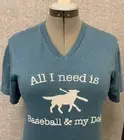 ALL I NEED IS BASEBALL & MY DOG Bella Canvas Short Sleeve V-Neck Unisex Sizing