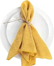 Plobeca overlock Cloth Napkins Set of 10, 16x16 inch Dinner Napkins Washable 100% Soft Cotton Table Napkin for Family Dinning Table, Wedding Party Decor (Ginger)