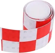 HOMOBABE 4Rolls Reflective Safety Tape Weatherproof Warning Tape with High Nighttime Reflectivity Strong Adhesive Reflective Strips for Enhanced Vehicle Visibility Red White