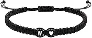 [Generic] Initial Charm Bracelet | Bracelets For Couples With Heart Design,Initial Charm Bracelet, Mens Initial Bracelet, Braided Drawstring Bracelet For Boys Girls