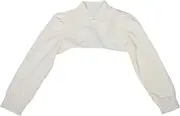 [Yardenfun] Women Elegant Shrug Long Sleeve Open Front Bolero Shrug Detachable Fake Collar with Lantern Sleeve for Women Girls Clothes
