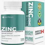 2-IN-1 Zinc Supplements, High Absorption Formula 50 mg Zinc Gluconate + Citrate Chelated Stomach-Friendly Immune Booster, Healthy Skin, Hair, Nails & Bones, For Men & Women, Vegan, 6-Month Supply