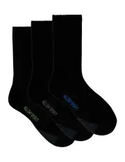 [All Day Socks] Cushioned Sports Crew Sock 3 Pack in Black