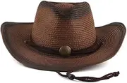 [SLEDEZ] Men's Summer Straw Hat Vintage Straw Hat Outdoor Sun Hat Jazz Hat