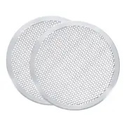 2Pcs Pizza Screen, 9" Round Pizza Baking Screen with Holes, Silver Tone