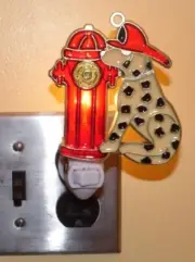 New Dalmatian Dog Night Light Firehouse Fire Hat Fire Hydrant Home Decor