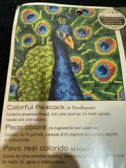 Needlepoint Mini Kit ~ Dimensions Colorful Peacock and Plumage #71-07242 NEW