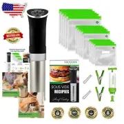 Compact Sous Vide Immersion Circulator with Cookbook and 15 Vacuum Bags Included