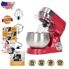 Powerful Electric Kitchen Mixer - 5.3Qt Red Stand Mixer with Whisk & Dough Hook