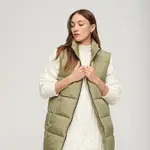 SUPERDRY 女裝 保暖背心 LONGLINE QUILTED GILET 綠