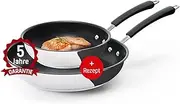 Coolinato Pan Set 20 & 28 cm Coated Stainless Steel Frying Pan for Gas Hob Ceramic Hob Electric Induction Hob & Oven