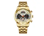 W05 Sports Watch Waterproof Luminous Five-Bead Solid Steel Band Watch Multifunctional Chronograph Calendar for Man-Gold