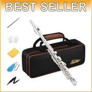 Complete Beginner Piccolo Flute Set in C: Silver-Plated, Hard Case Included