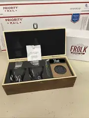 Frolk Whiskey Gift Set: 2 Twisted Glasses XL Cubes, Coasters Wooden Box