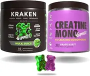 Preworkout and Creatine Monohydrate Gummies GRAPE Stack Twin Pack | 4000MG PER SERVE CREATINE GUMMY SUPPLEMENT | Focus & Energy with Caffeine, Taurine & English Walnut | Pump & Strength with L-Citrulline & Beta-Alanine