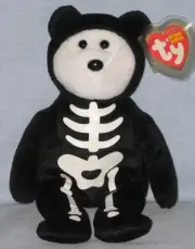 TY BONESES the 8" HALLOWEEN SKELETON BEAR BEANIE BABY - FULL SIZE - MINT TAG