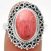 Natural Pink Tulip Quartz 925 Sterling Silver Ring s.8.5 Jewelry R-1164