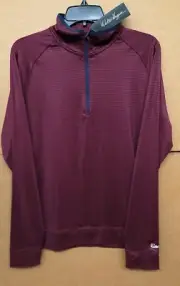 Walter Hagen Small Striped Lightweight 1/4 Zip Merlot Long Sleeve