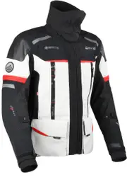 DANE Bornholm Pro waterproof Motorcycle Textile Jacket, black-grey-red, Size M for Men Black Grey Red