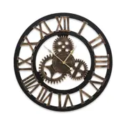 Large Vintage Wall Clock Home Décor - Brown