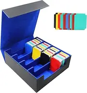 3000+Collectible Trading Card Cases，4 Rows Card Deck,Trading Card Storage Box with 10 Pcs Card Dividers Trading Card Storage Box for TCG Cards Sport Cards (Black & Blue)