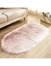 Oval Shaped Artificial Wool Fur Soft Plush Rug Carpet Mat Ver 7