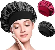 MAG 2 pcs Satin Bonnet with Soft Elastic Band, Breathable Satin Hair Bonnet for Sleeping Suitable for Long, Straight and Curly Hair