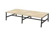 OL Axis Trestle 4 User Bench Oak Top with Black Frame