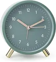 AOLOX Alarm Clock 4.5" Bedside Battery Operated Round Analog Clocks with Backlight for Bedroom, Green