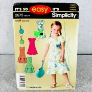 Simplicity 2675 Dress and Bag Childs Size 3 8 Sewing Pattern Easy Princess Seams