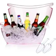 Ice Bucket 2 PCS,Acrylic Ice Buckets for Parties, Mimosa Bar Supplies Tub, Pink