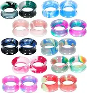 [Pesoncarl] Silicone Ear Tunnels, Ear Tunnels 20Pcs 1g-0.5" Ear Stretching Kit Colorful Silicone Plugs for Ears Double Flared Flexible Men Women Gauges for Ears, Sterling Silver, no gemstone