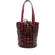 [Dragon Diffusion] Dragon Diffusion Leather-woven Bucket Bag ONE SIZE RED